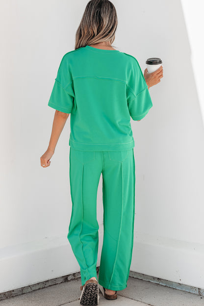 Racing Red Drop Shoulder Boxy Tee and Barrel Pants Set