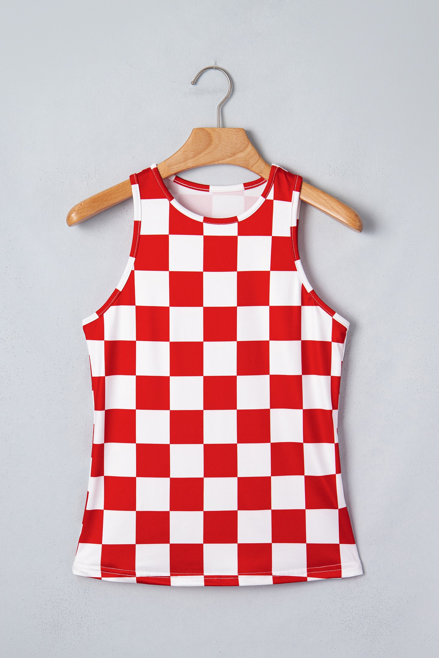 Black Checkerboard Printed Slim Tank Top